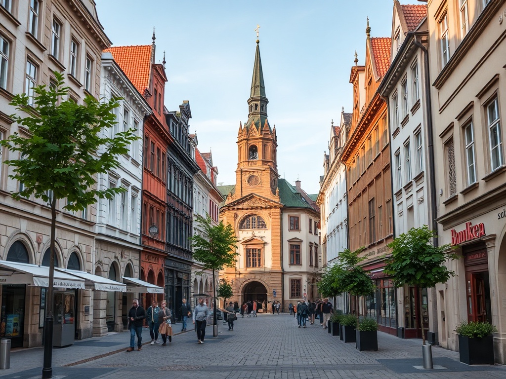 Mapa pokazująca infrastrukturę w Bieruniu, z zaznaczonymi sklepami, usługami i punktami rekreacyjnymi